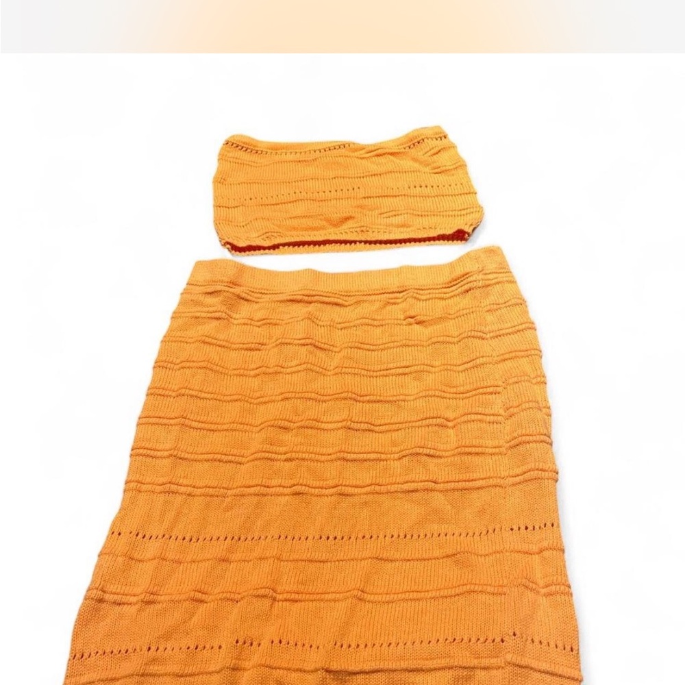 SHEIN Vibrant Orange Knit Skirt Set